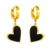 Wholesale Simple Style Heart Shape Titanium Steel Plating Inlay Shell Drop Earrings 1 Pair
