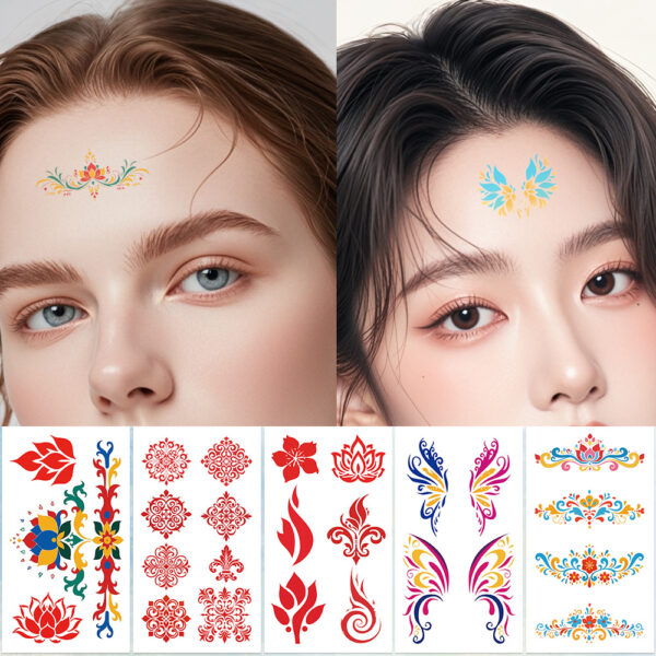 Wholesale 10 Sheets/Pack of New Domestic Dunhuang Painted Eyebrow Tattoo Stickers for School Teachers to Reward Toy Arm Stickers