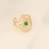 Wholesale Fashion Waves Stainless Steel Inlay Open Ring