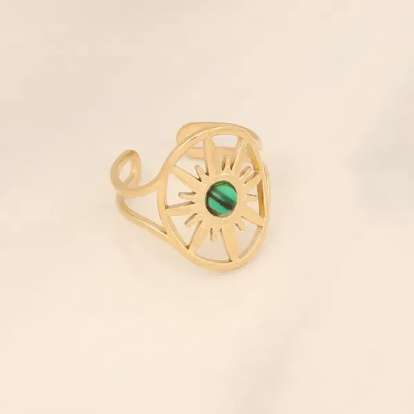 Wholesale Fashion Waves Stainless Steel Inlay Open Ring