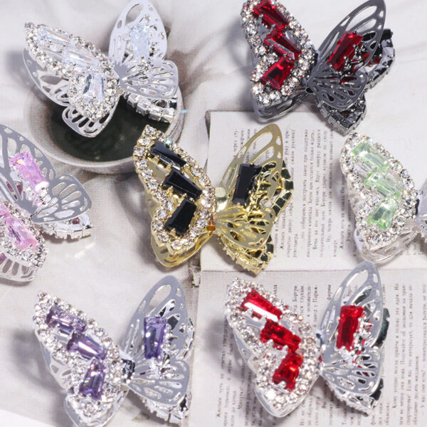 Wholesale DIY heavy-duty alloy hollow butterfly rhinestone beads with straight holes