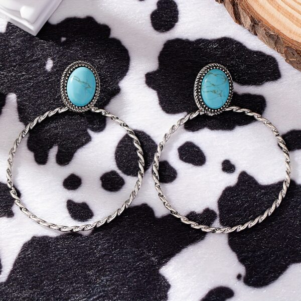 Wholesale Jewelry Supply 1 Pair of Western Turquoise Round Earrings