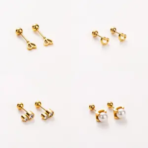 Wholesale PVD Coated Real Gold Plated 14K Gold Letter Heart Shape Wings 304 Stainless Steel Basic Modern Style Simple Style Waterproof Non Tarnish Ear Studs