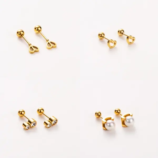 Wholesale PVD Coated Real Gold Plated 14K Gold Letter Heart Shape Wings 304 Stainless Steel Basic Modern Style Simple Style Waterproof Non Tarnish Ear Studs