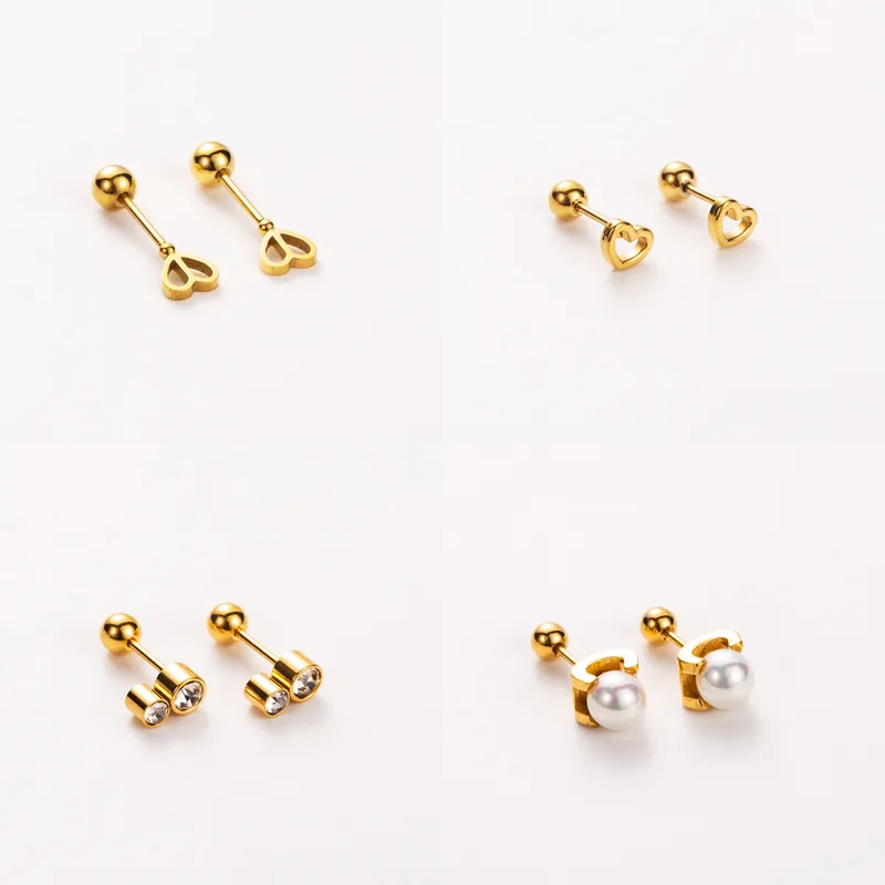 Wholesale PVD Coated Real Gold Plated 14K Gold Letter Heart Shape Wings 304 Stainless Steel Basic Modern Style Simple Style Waterproof Non Tarnish Ear