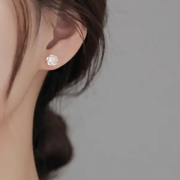 Wholesale 1 Pair Retro Round Inlay 304 Stainless Steel Zircon Ear Studs