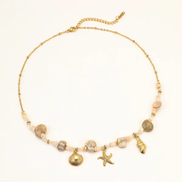 Wholesale PVD Coated Real Gold Plated Shell 304 Stainless Steel Hawaiian Romantic Beach Waterproof Non Tarnish 304 Stainless Steel Lobster Trigger Clasp Closure Necklace