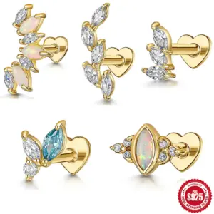 Wholesale 1 Piece Ear Cartilage Rings & Studs Casual Simple Style Streetwear Geometric 925 Sterling Silver Plating Ear Cartilage Rings & Studs