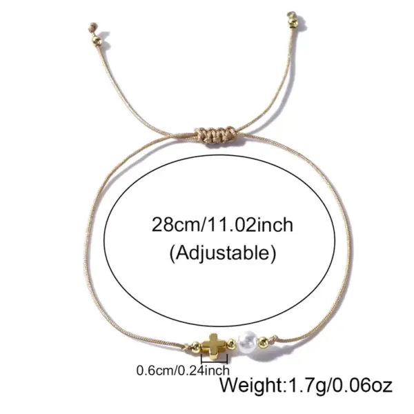 Wholesale Simple Style Classic Style Cross Imitation Pearl Polyester Copper Wholesale Drawstring Bracelets