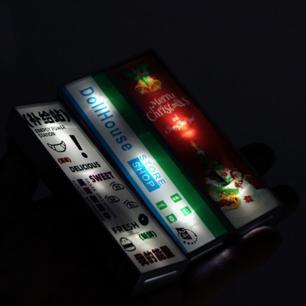 Wholesale Dollhouse Dollhouse LED bright supermarket signboard Christmas bakery shop recruitment miniature scene photo props