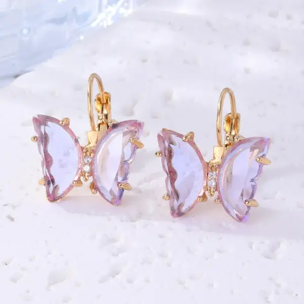 Wholesale 1 Pair Sweet Butterfly Plating Inlay Copper Zircon Gold Plated Earrings