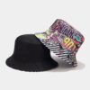 Wholesale European and American Nostalgic Classic 80 90Party Pie Bucket Hat for Men and Women Fashion Positioning Graffiti Double-Sided Basin Hat Trendy