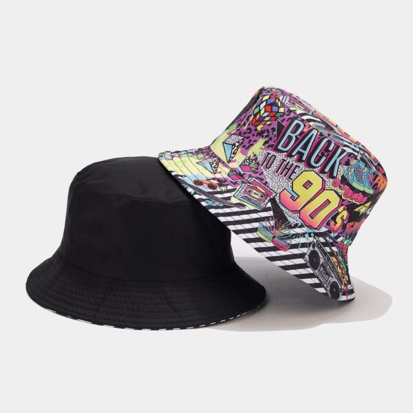 Wholesale European and American Nostalgic Classic 80 90Party Pie Bucket Hat for Men and Women Fashion Positioning Graffiti Double-Sided Basin Hat Trendy