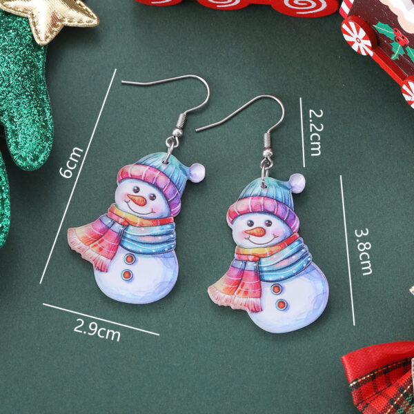 Wholesale Christmas Funny Gingerbread Man Scarf Snowman Pendant Earrings