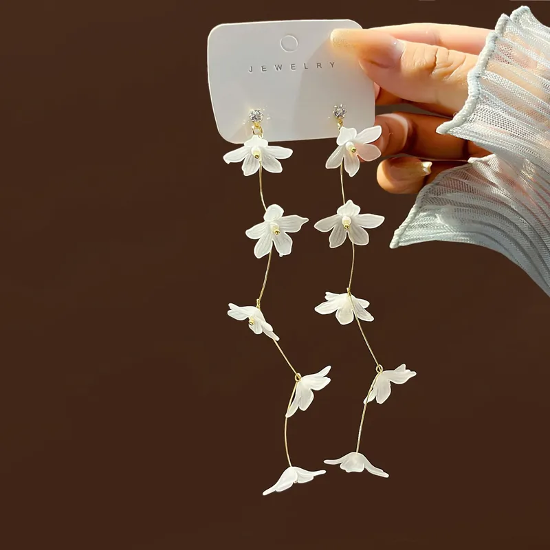 Wholesale 1 Pair Fashion Flower Plating Alloy Artificial Pearls op Earrings