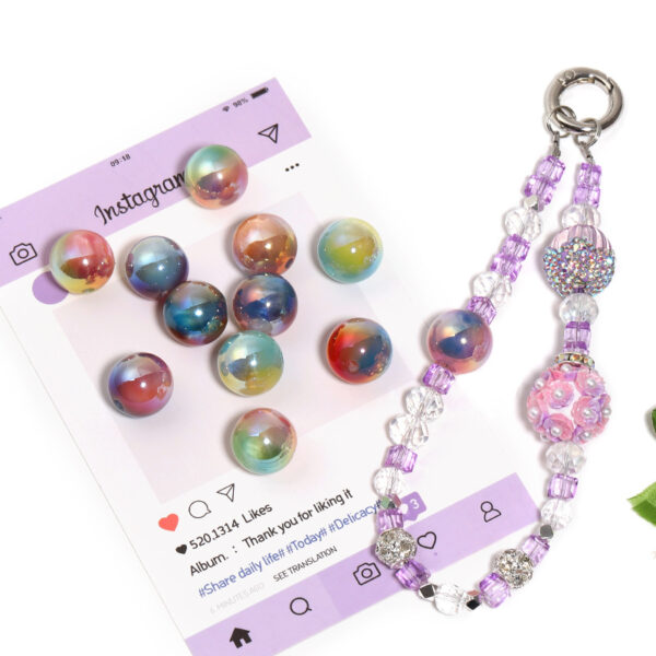 Wholesale 16mm UV-coated gradient cat's eye beads, acrylic straight hole round beads, DIY mobile phone chain jewelry accessories, loose beads wholesale.