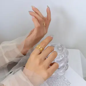 A366-Gold Diamond Ring Opening Adjustable / No. 7 Opening Adjustable