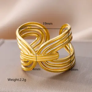 PVD Coated Real Gold Plated Solid Color 304 Stainless Steel Exaggerated Simple Style Waterproof Non Tarnish Open Rings