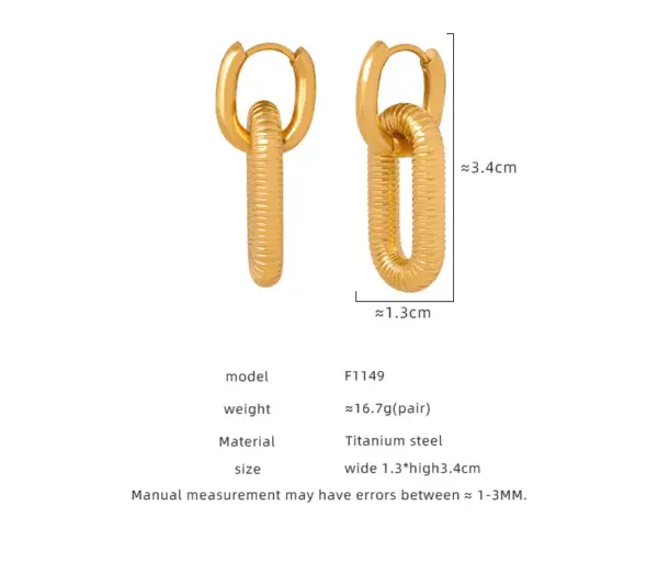Wholesale 1 Pair Hip-Hop Rock Solid Color Plating Titanium Steel 18K Gold Plated Drop Earrings