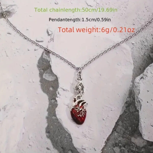 oly-d02c5379749741a5f76c2fb677913ecd Wholesale Bat Shape Blood Drop Heart Pendant Necklace Unique Bohemian Style Retro Gift Creative Gift