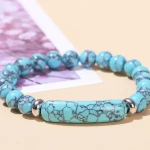 Turquoise Bridge Bracelet / 8mm Long Tube 10 * 39mm