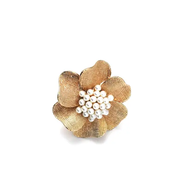 Wholesale Exaggerated Sweet Flower Alloy Inlay Pearl Women's Rings
