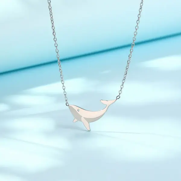 Wholesale PVD Coated Real Gold Plated 18K Gold Whale 304 Stainless Steel Casual Cartoon Style Streetwear Waterproof Non Tarnish 304 Stainless Steel Pendant Necklace