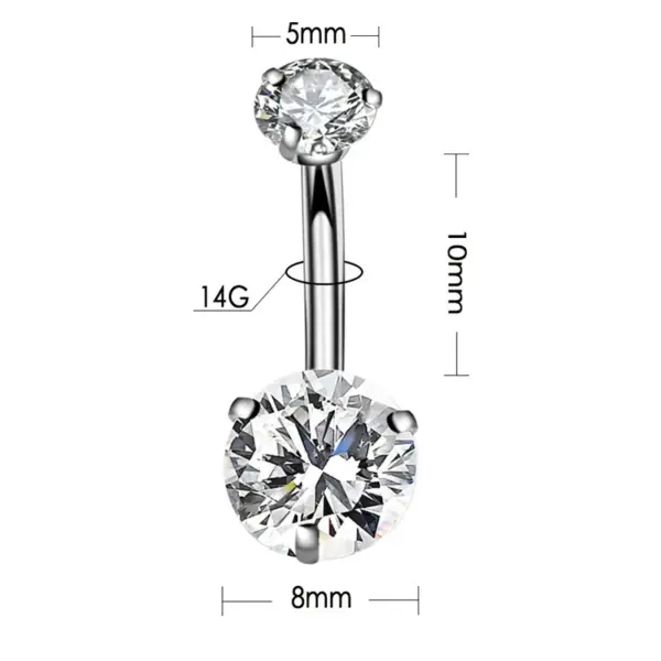 Fashion Geometric Stainless Steel Inlaid Zircon Belly Ring