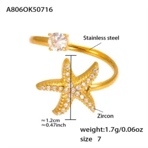 A806-Gold 5A Zircon Ring-7 / 7