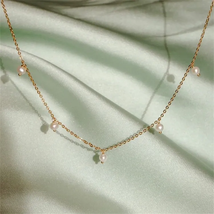 Wholesale PVD Coated Real Gold Plated Solid Color Stainless Steel Fashion Waterproof Non Tarnish 304 Stainless Steel Necklace