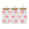 Wholesale Pink minimalist bow 16oz Cup UV DTF Wraps