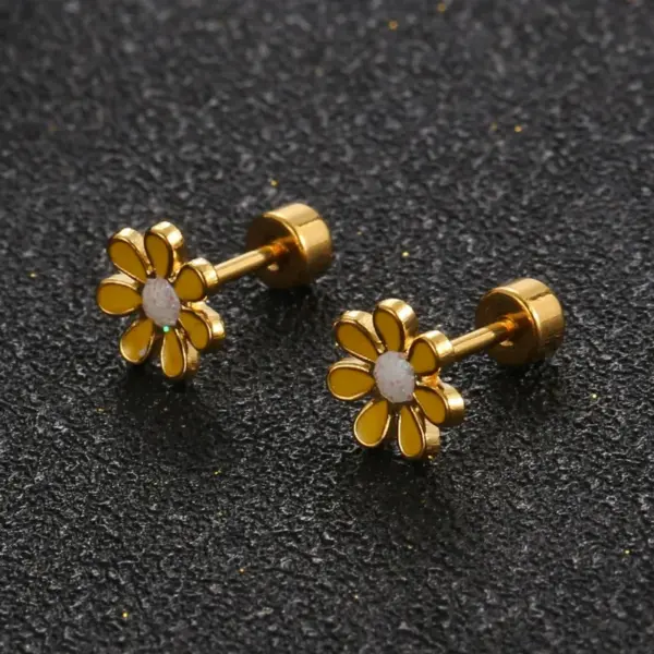 Wholesale Simple Style Flower 304 Stainless Steel No Inlaid Earrings Ear Studs