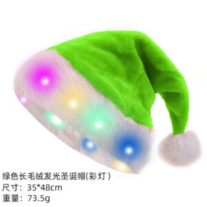 Green colored light christmas hat / Single opp bag (overing process)