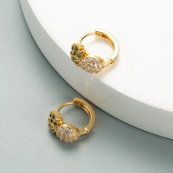 Fashion Pineapple Copper Artificial Gemstones Earrings