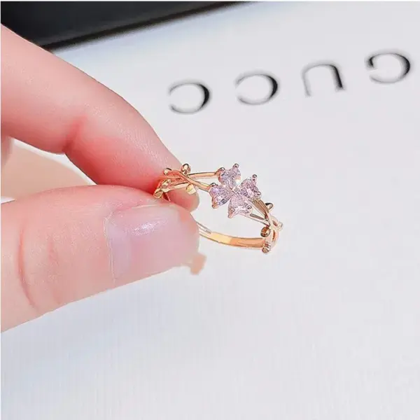 Wholesale Lady Simple Style Korean Style Flower Copper Inlay Zircon Open Rings
