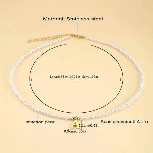 Wholesale Jewelry Elegant Simple Style Letter Artificial Pearl Alloy Copper Beaded Pendant Necklace