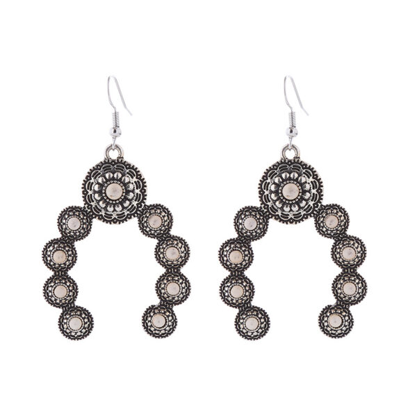 Wholesale Cross-border Amazon independent station hot selling earrings European and American retro alloy inlaid turquoise creative exaggerated temperament earrings