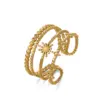 Wholesale PVD Coated 18K Gold Plated Star 304 Stainless Steel Simple Style Waterproof Non Tarnish Open Rings