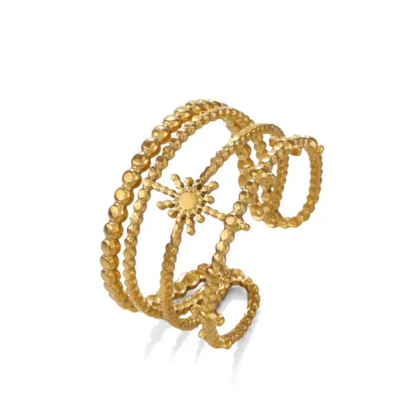 Wholesale PVD Coated 18K Gold Plated Star 304 Stainless Steel Simple Style Waterproof Non Tarnish Open Rings