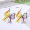 Wholesale Cross-border New Sports Style Yellow and White Baseball Softball Bow Pendant Earrings Acrylic Earrings Gift