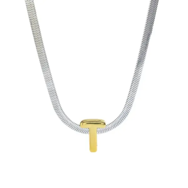 Wholesale Elegant Simple Luxury Stainless Steel 18K Gold Plated 26 Letter Pendant Necklace Women Casual Weekend Date Selfie Festival