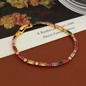 Wholesale New French Style Light Luxury Copper Alloy Synthetic Color Zircon Bracelet Mixed Color Design Temperament High-grade Colorful Bracelet