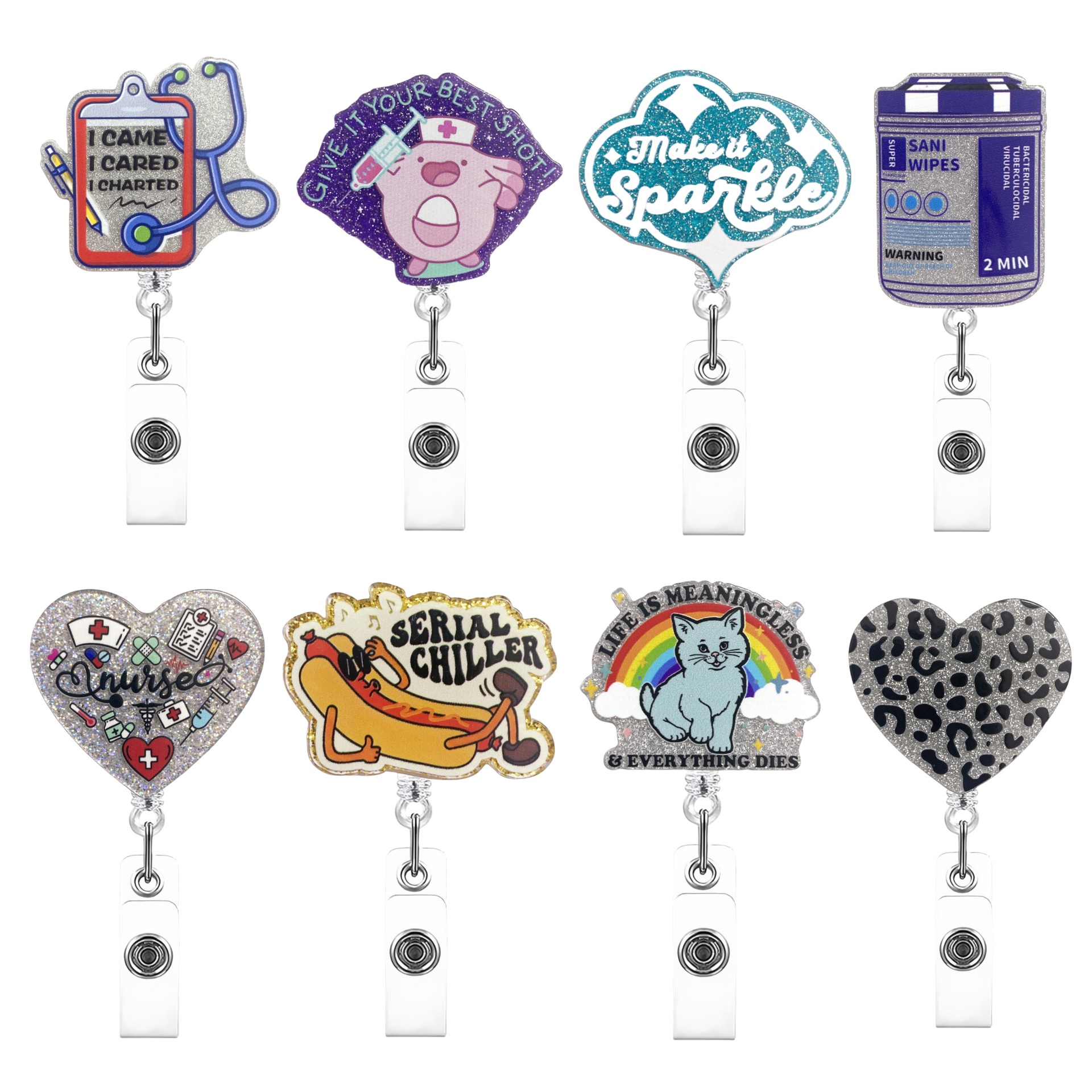 Wholesale Cross-border Creative DIY Certificate Chest Card Badge Clip Hospital Student Personality Telescopic Pull Wire Easy Pull Buckle