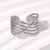 Wholesale PVD Coated Real Gold Plated 18K Gold Geometric 304 Stainless Steel Basic Waterproof Non Tarnish Open Rings