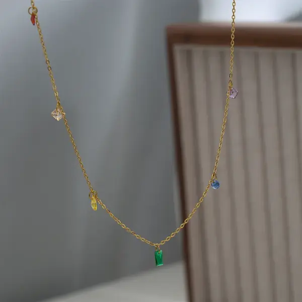 Ion Plating (IP) Geometric 304 Stainless Steel Glam Cute Shiny Waterproof Non Tarnish 304 Stainless Steel Necklace