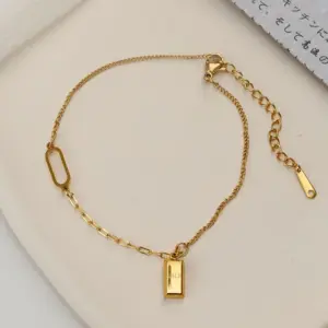 Golden Small Square Wealth Anklet