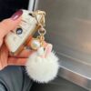 Wholesale new cute mink fur ball rabbit car key chain pendant plush doll bag ornaments