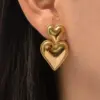 304 Stainless Steel Heart Shape PVD Coated 18K Gold Plated Simple Style Plating Gold Drop Earrings
