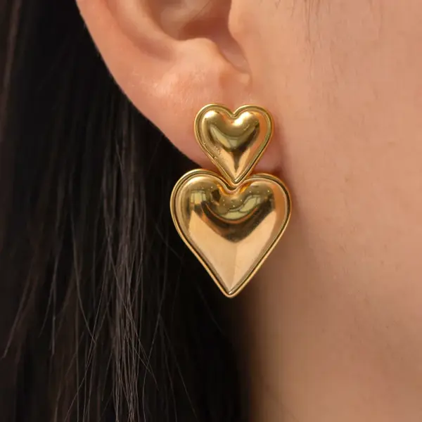 304 Stainless Steel Heart Shape PVD Coated 18K Gold Plated Simple Style Plating Gold Drop Earrings