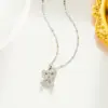 Wholesale PVD Coated Real Gold Plated Bear Stainless Steel Cute Simple Style Waterproof Non Tarnish Pendant Necklace